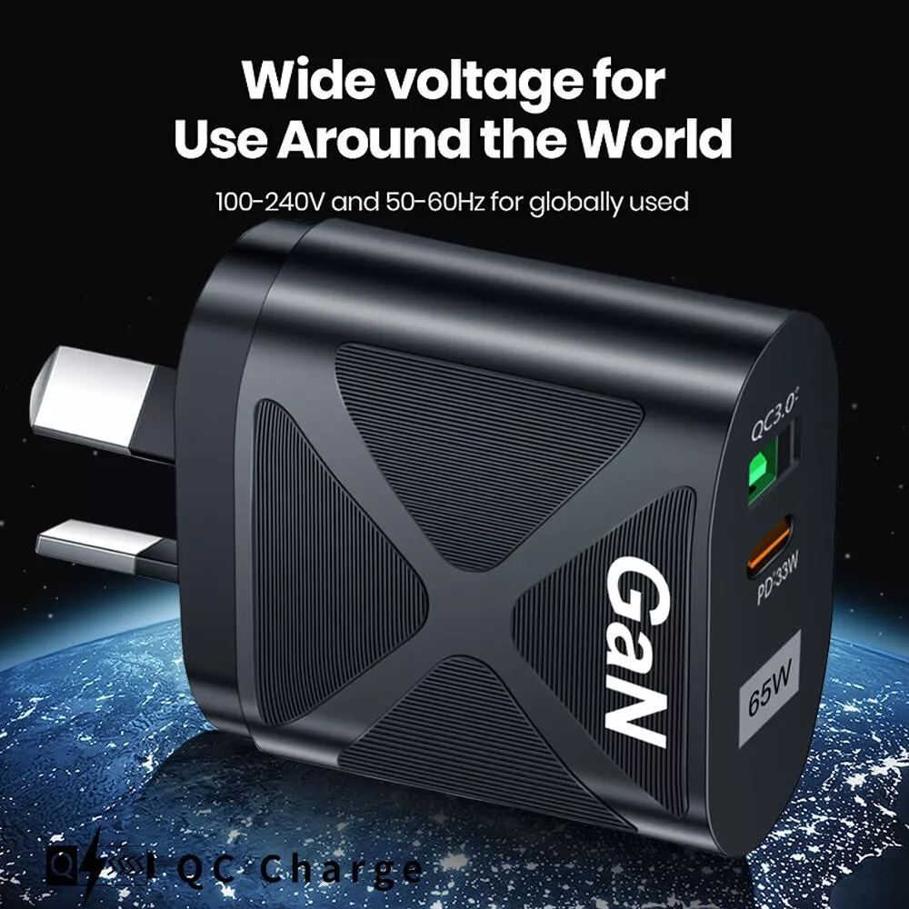 65W GaN USB C PD Fast Charging Wall USB C Charger Power Adapter Type C - Image 5