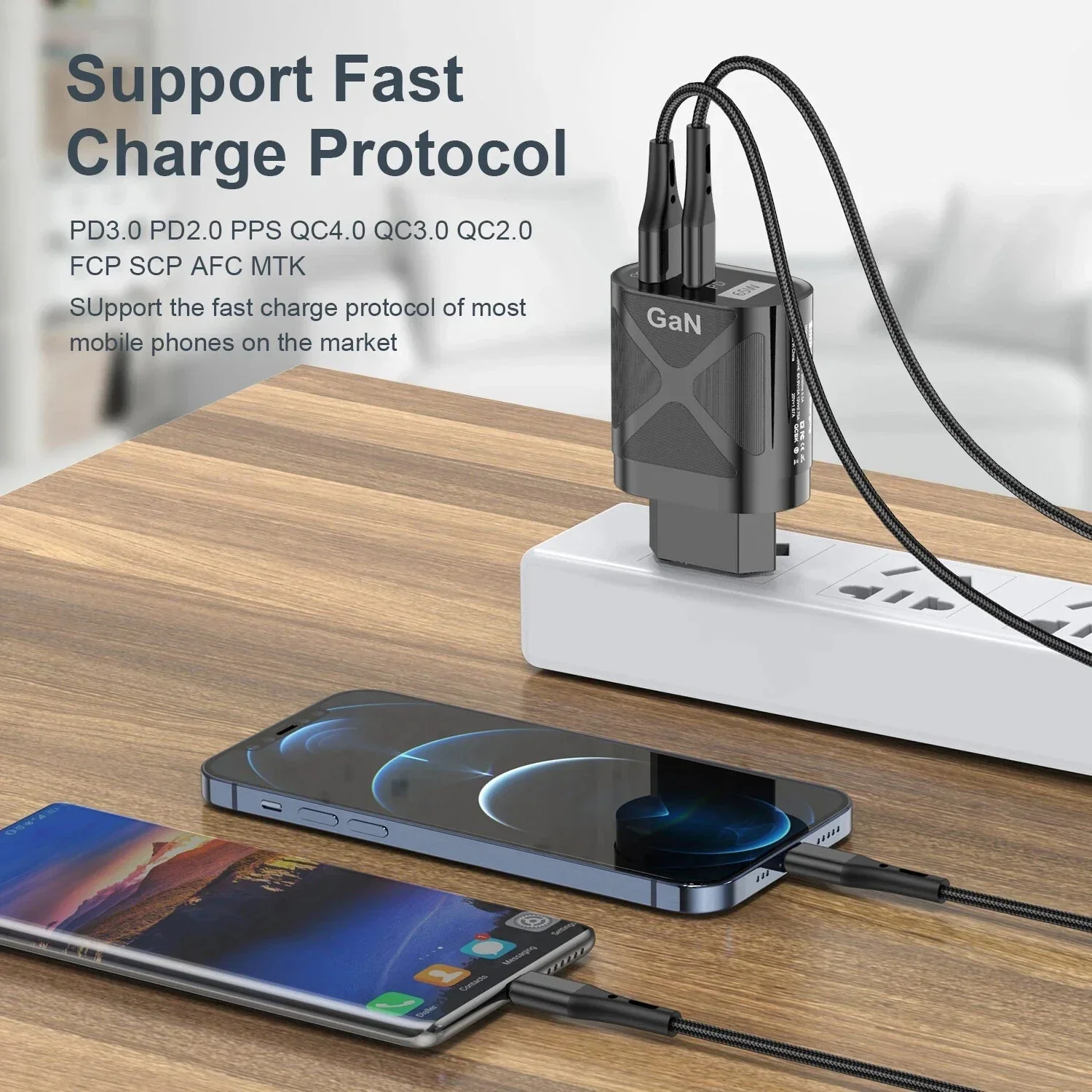 65W GaN USB C PD Fast Charging Wall USB C Charger Power Adapter Type C - Image 7