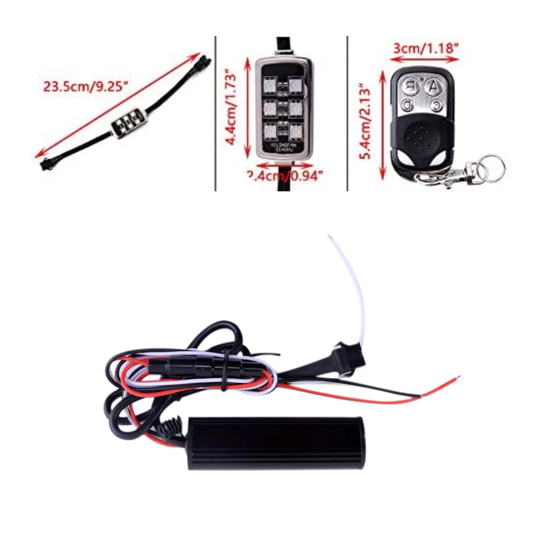 6Pcs Car Motorcycle RGB LED Neon Under Glow Light Strip Wireless Kit Remote - Image 11