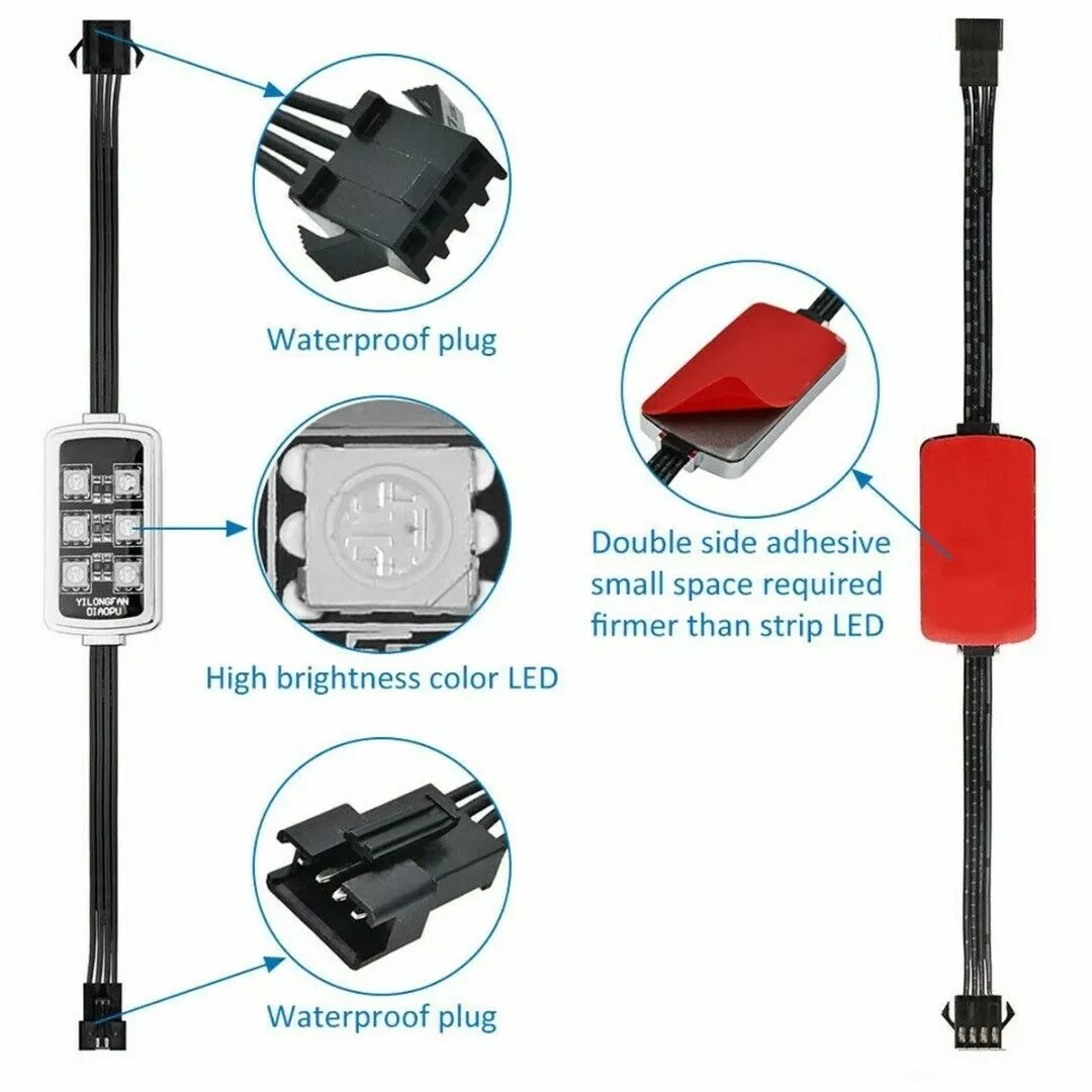 6Pcs Car Motorcycle RGB LED Neon Under Glow Light Strip Wireless Kit Remote - Image 2
