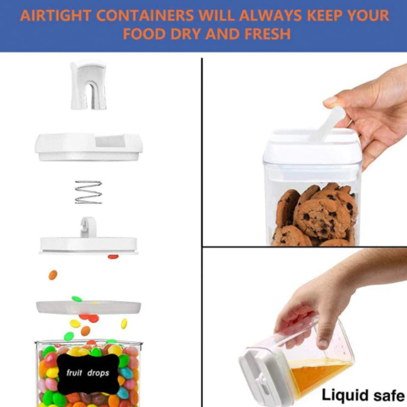9 Pack Airtight Food Storage Container Set Kitchen and Pantry Containers White - Image 4