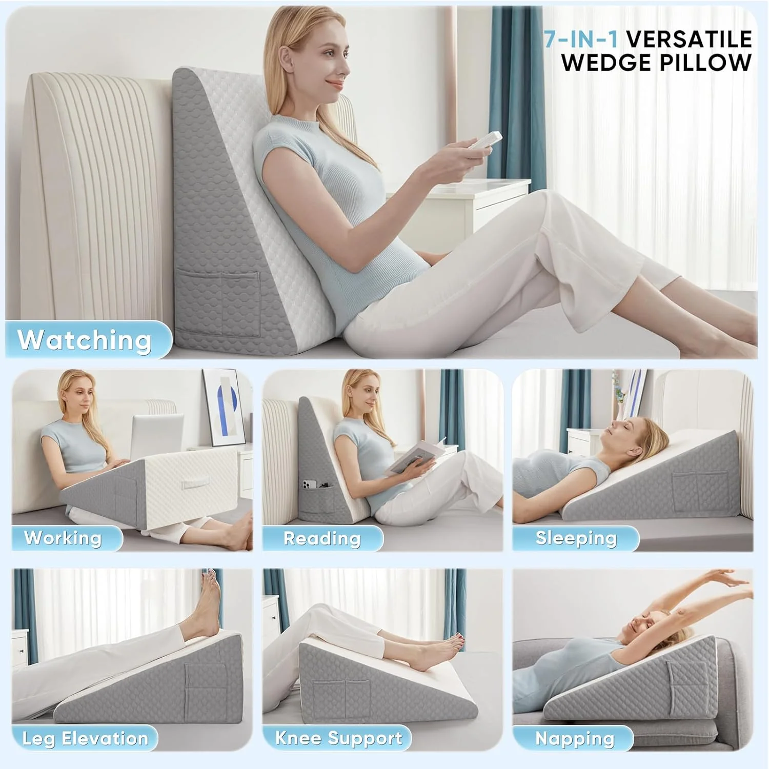 Wedge Pillow Memory Foam Cool Gel Adjuastable Cushion - Image 7