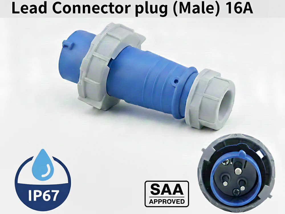 Caravan lead connector plug 16A IP67 Male + Female Combo - Image 4