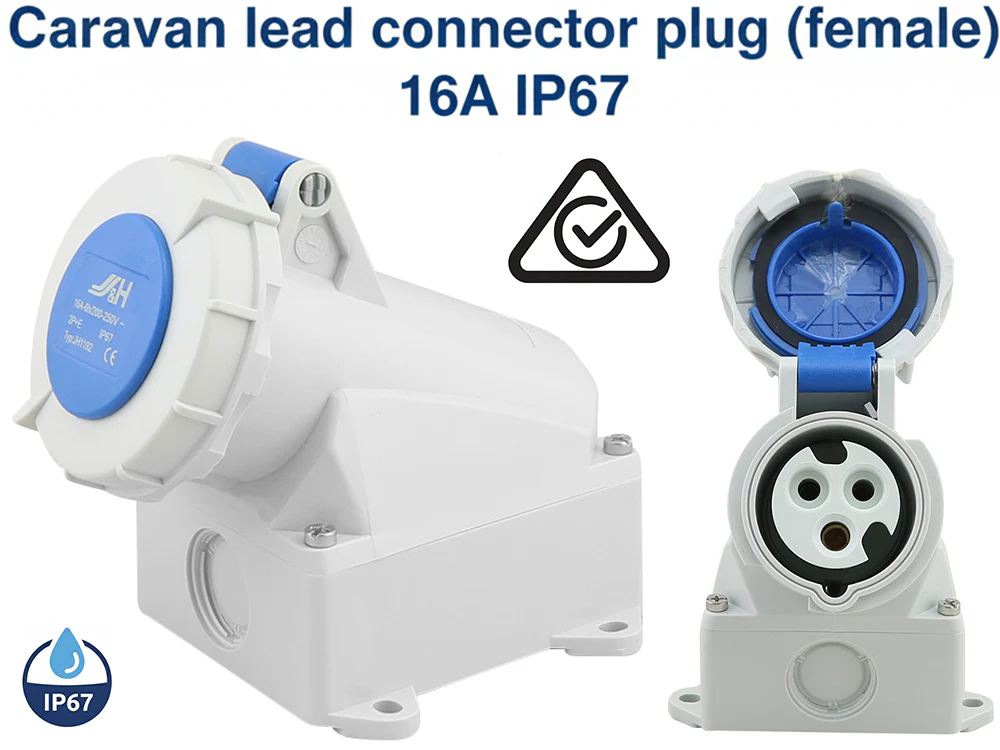 IP67 Caravan Lead Connector Plug (Male) and Caravan Surface Sockets (Female) 16A - Image 6
