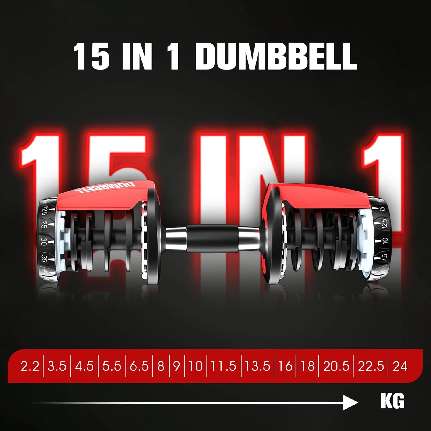 Adjustable Dumbbells 24Kg Pair - Image 3