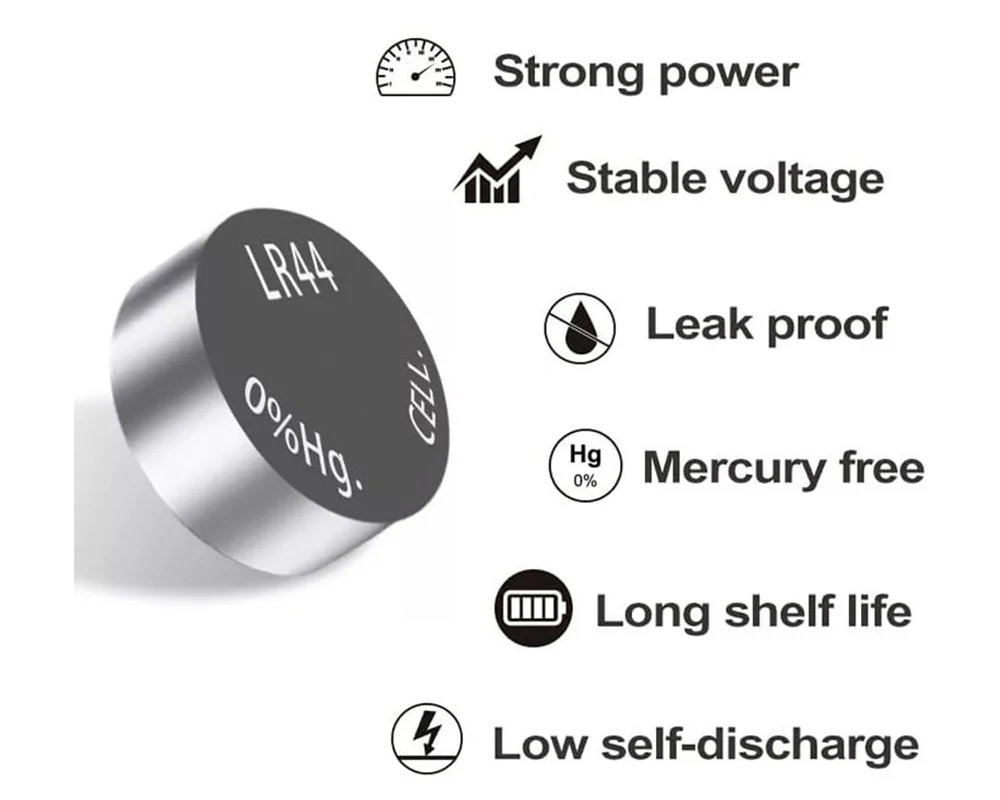 AG13 LR44 SR44 L1154 357 A76 BATTERIES ALKALINE BUTTON COIN CELLS (PACK OF 10) Replacement - Image 3