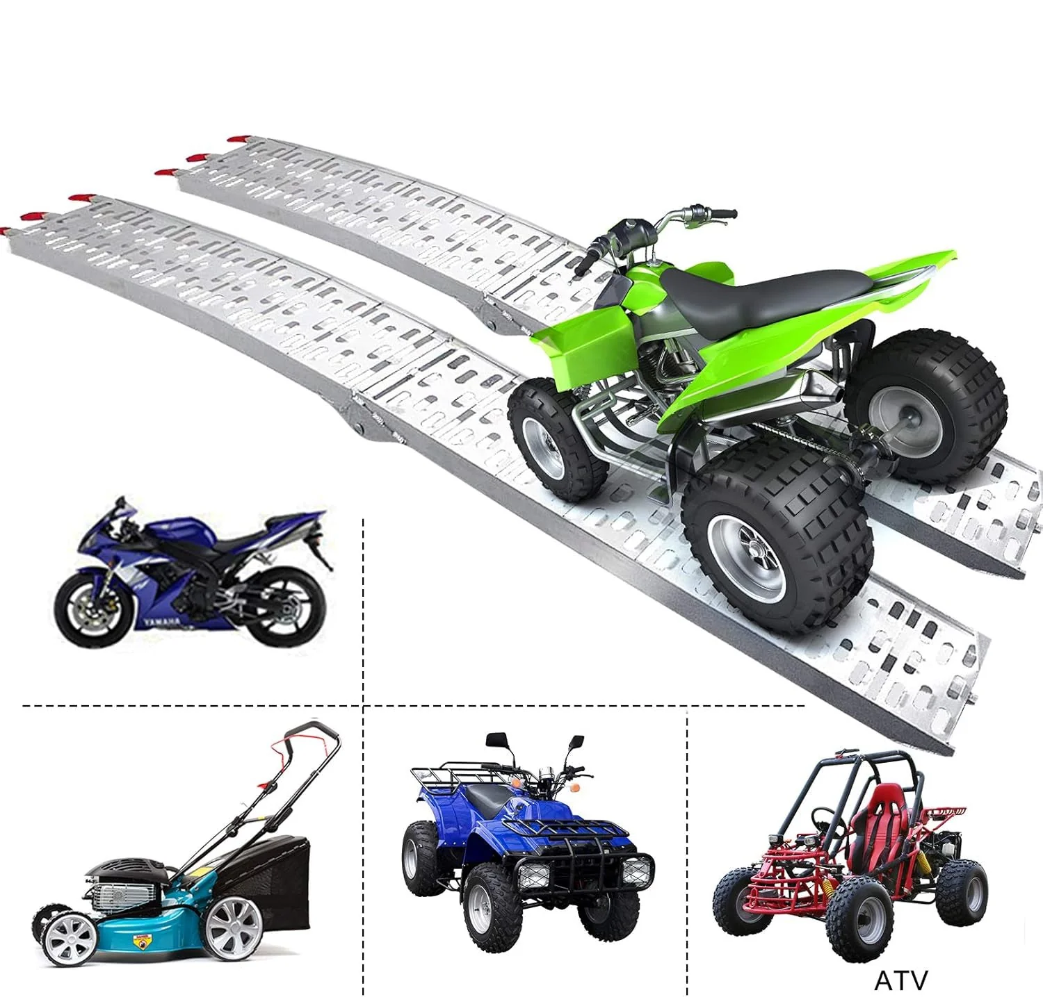 Aluminum Folding Ramps ATV Mower Loading Ramps Pair - Image 4