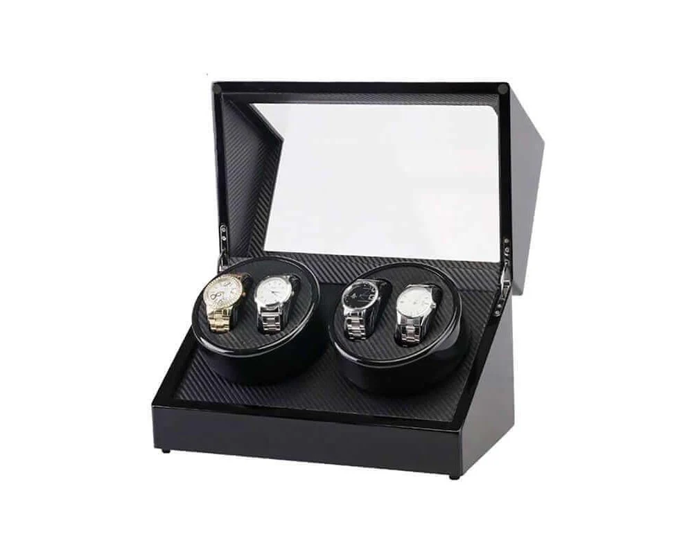 Automatic Quad Watch Winder Wood Display Box Motor Rotation Storage - Image 6