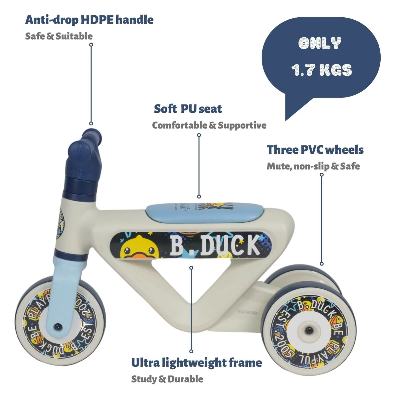 Baby Balance Bike 1005S Blue - Image 3