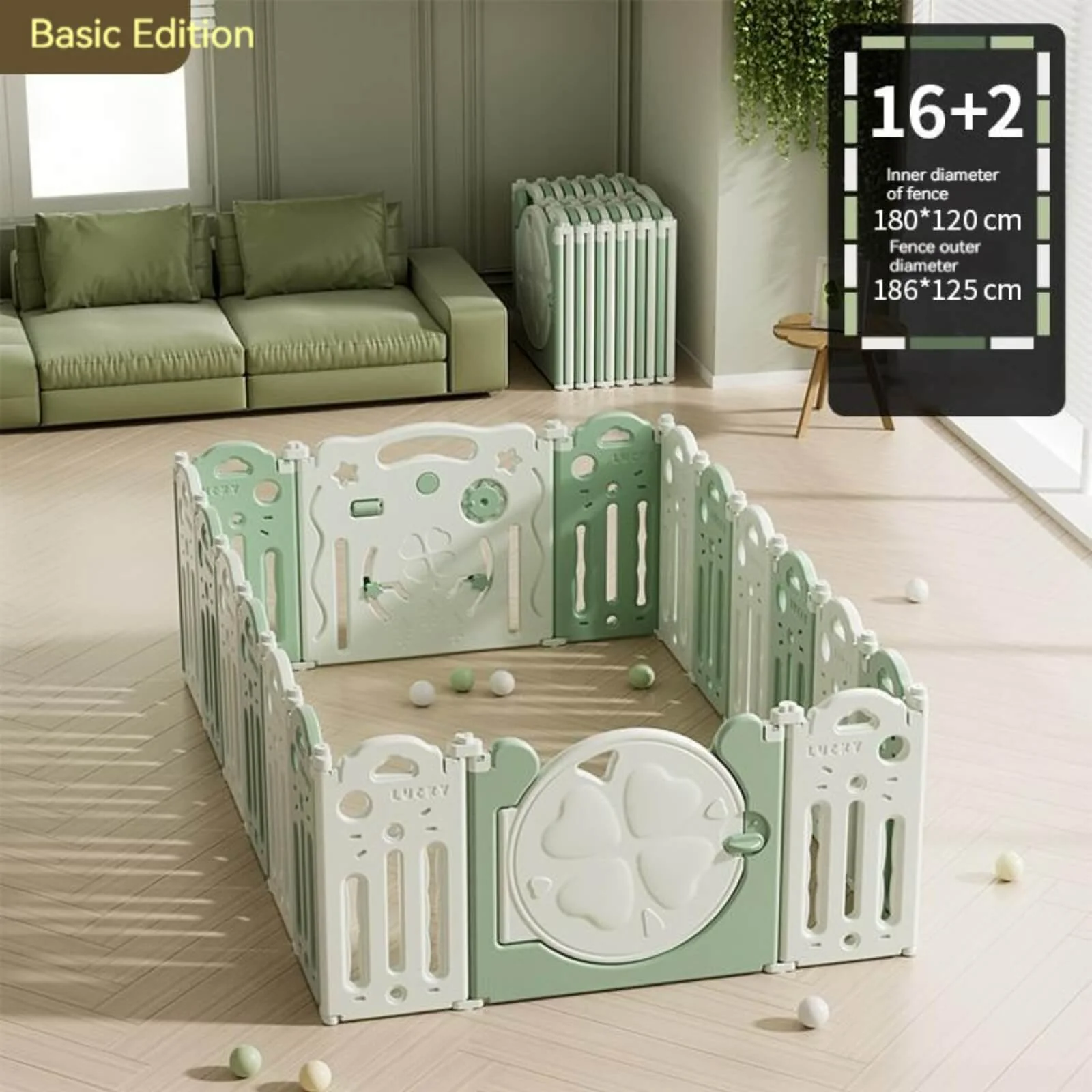 Foldable Baby Playpen - Four Leaf Clover - Image 10