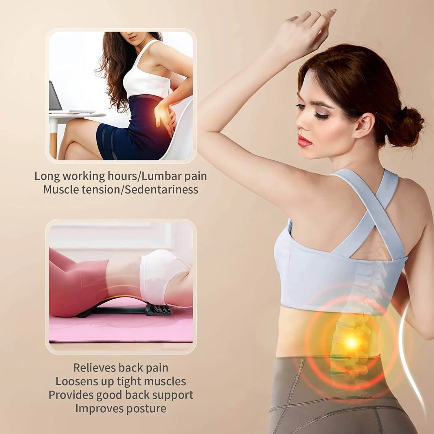 Back Stretcher for Lower Back Pain Relief, Multi Level Lumbar Support Spine Board for Bed, Chair and Car - Image 6