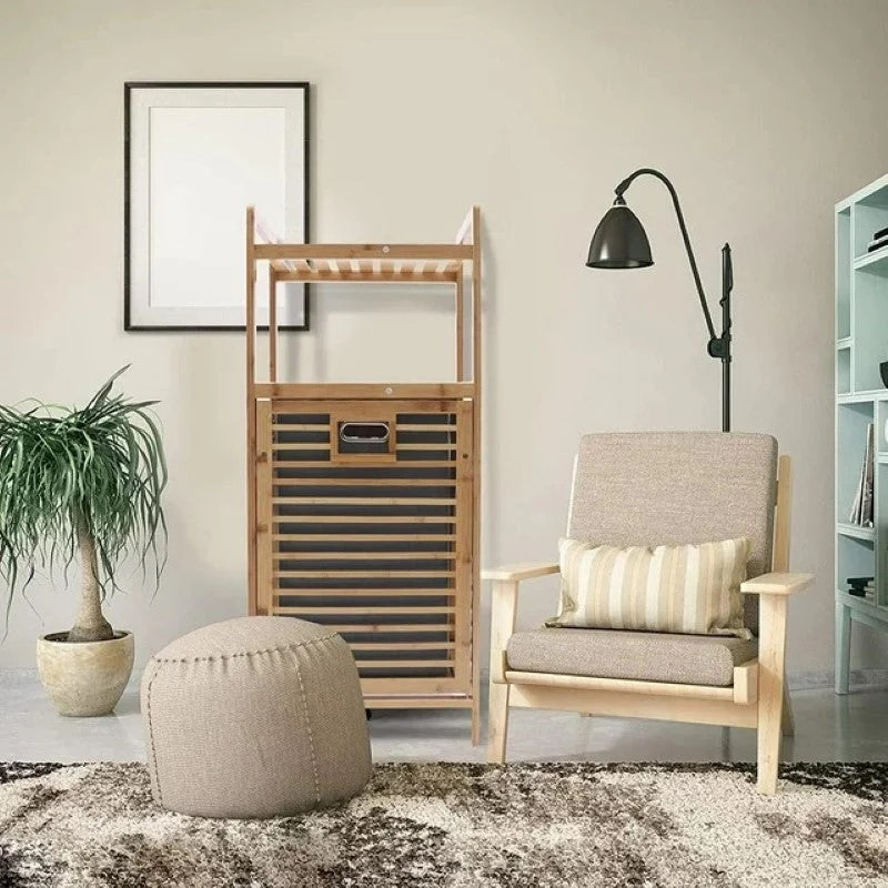 Bamboo Bathroom Cabinet Hamper Cabinet Organizer - Image 7