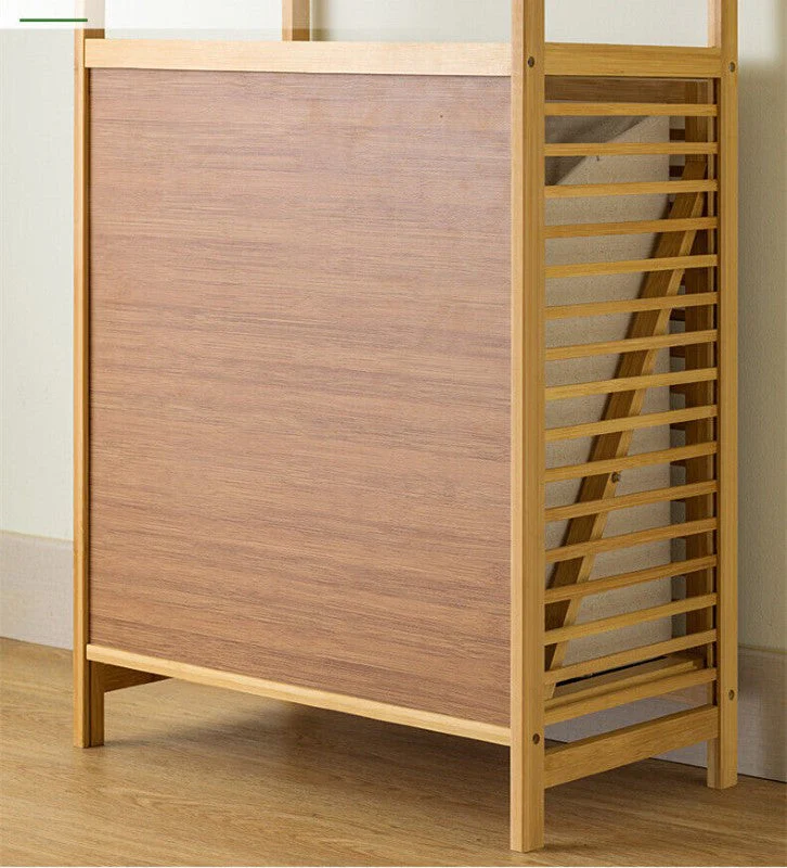 Bamboo Laundry Basket Rack with Shelf - Image 10