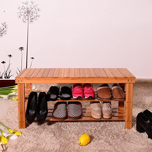 Bamboo Shoe Rack Bench 3-Tier - Image 5