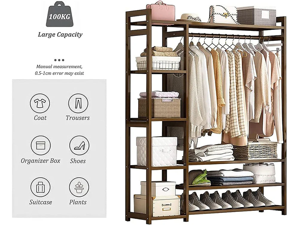Bamboo Wardrobe Clothes Rack - Image 6