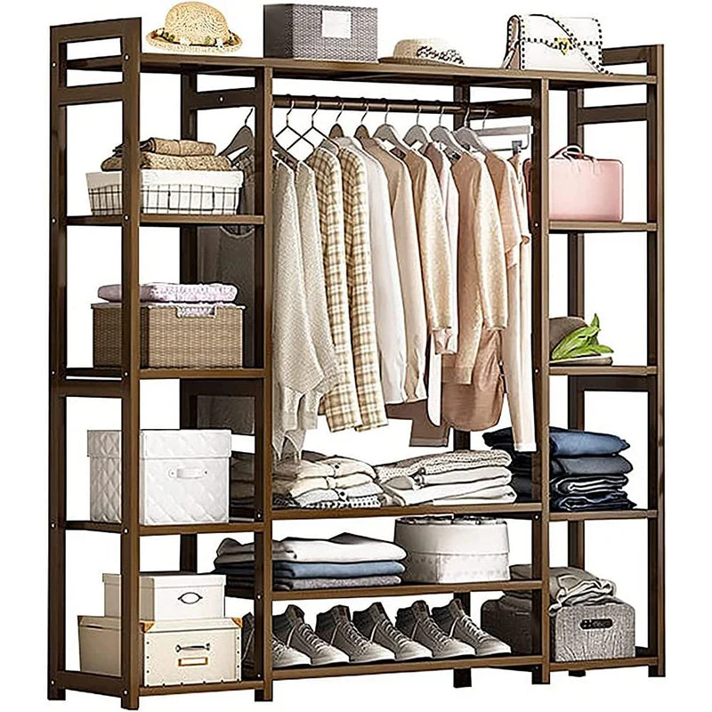 Bamboo Wardrobe Clothes Rack Wardrobe Organiser - Image 10