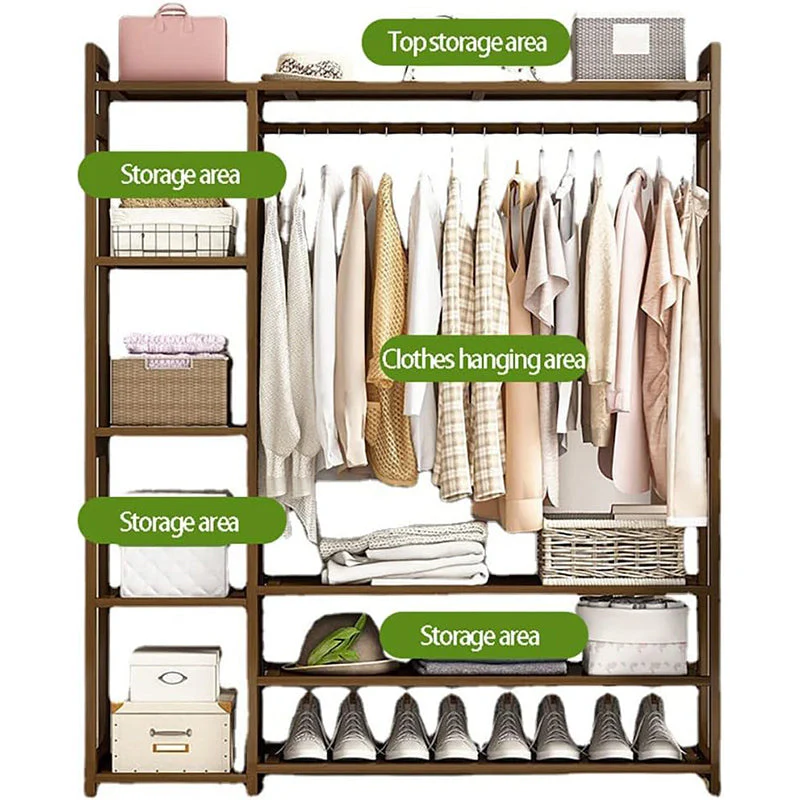 Bamboo Wardrobe Clothes Rack Wardrobe Organiser - Image 5