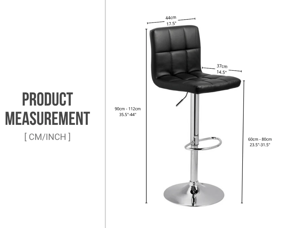 Bar Stool Height Adjustable Bar Stool Set of 2pcs - Image 3