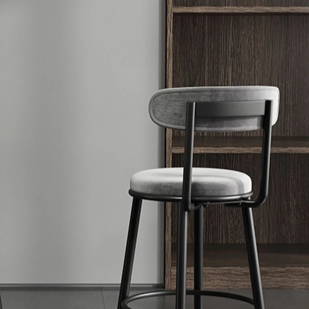 Bar Stools Velvet Chair Bar Stool Grey - Image 2