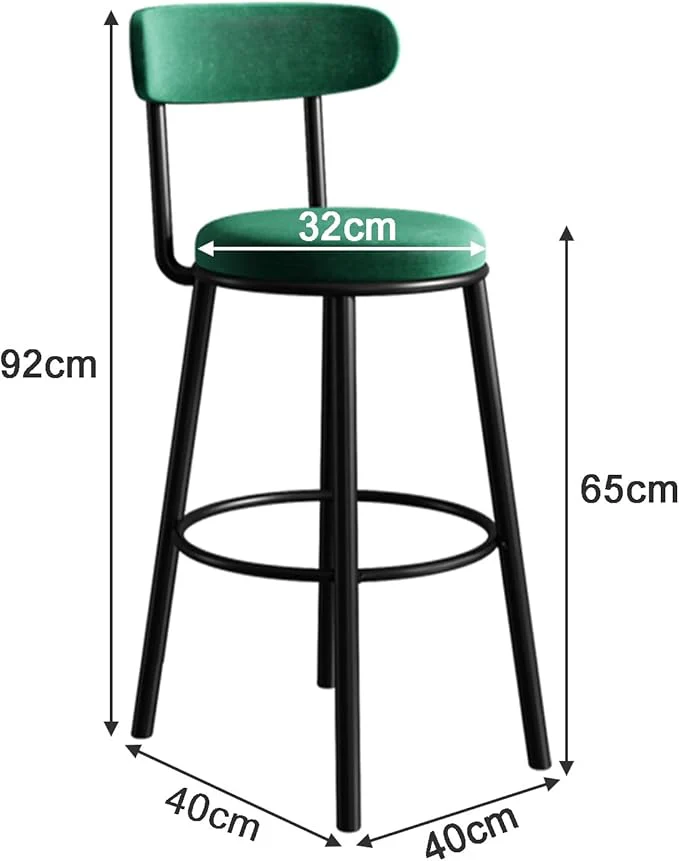 Bar Stools Velvet Kitchen Stool Green - Image 5