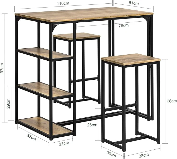 Bar Table Set with Bar Stools - Image 2