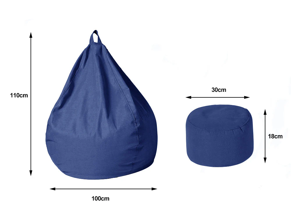 Bean Bag Chair with Footstool- Dark Blue - Image 3