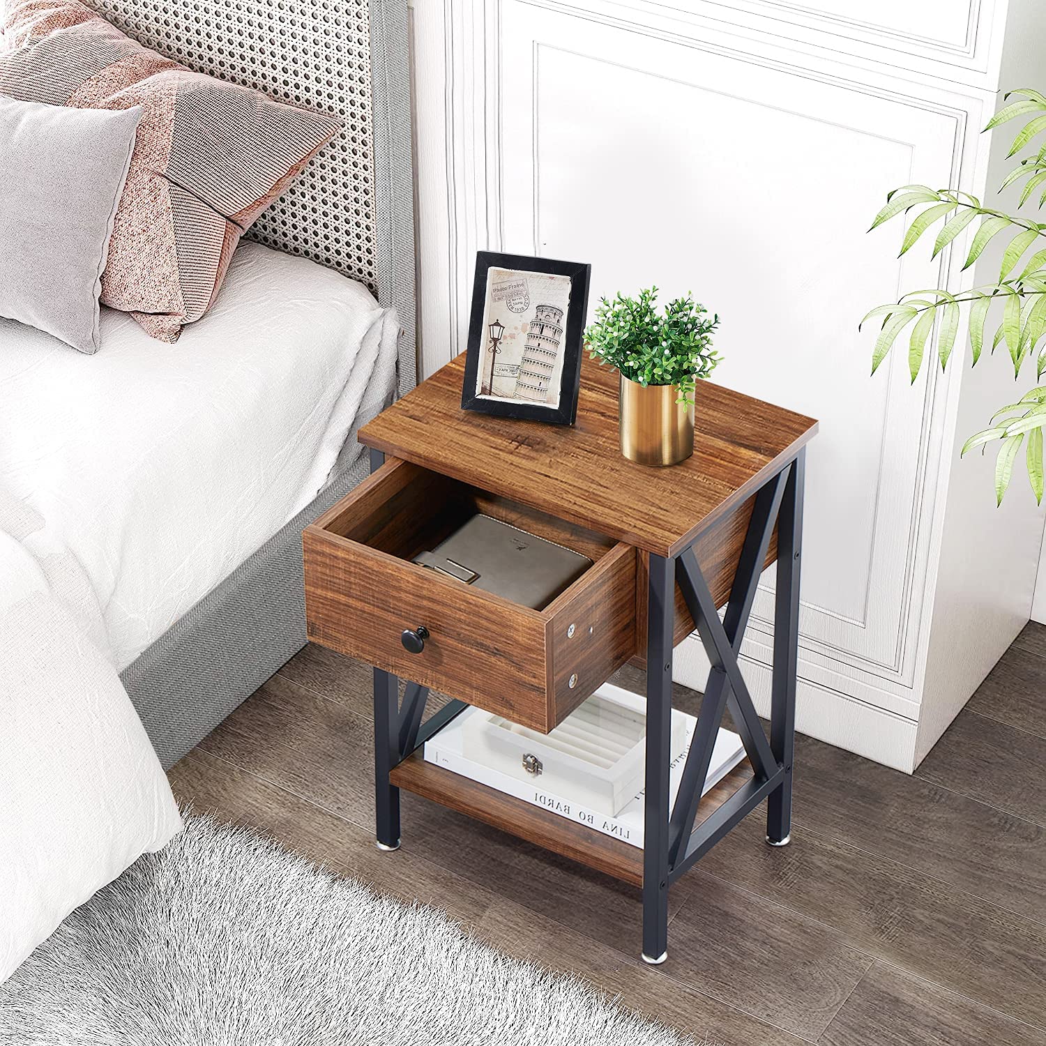 Bedside Table Nightstands with Drawer - Image 9