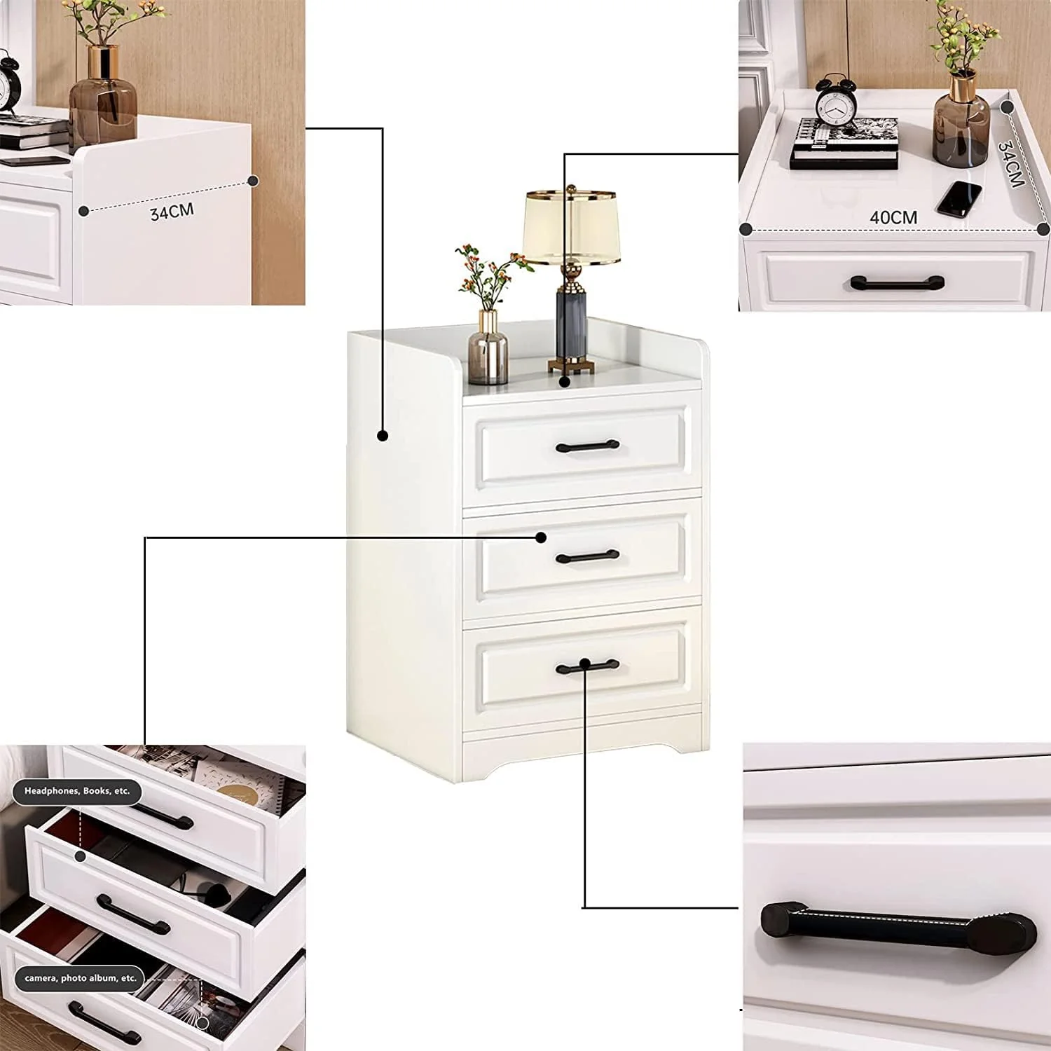 Bedside Table Nightstands with Drawer - Image 12