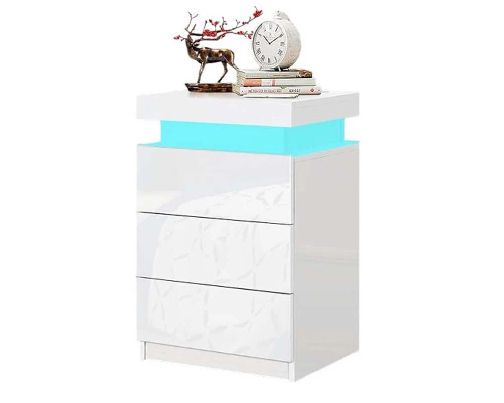 Bedside Table with Drawer Rgb Led Light Side Table - Image 8