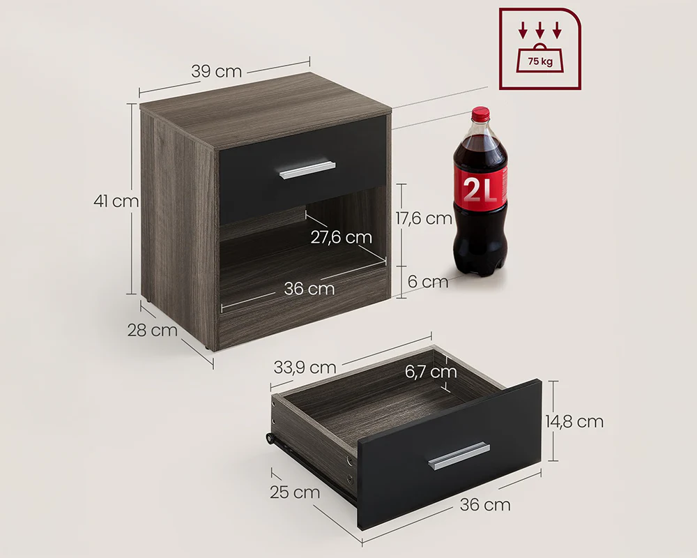 Bedside Table with Drawers - Image 16