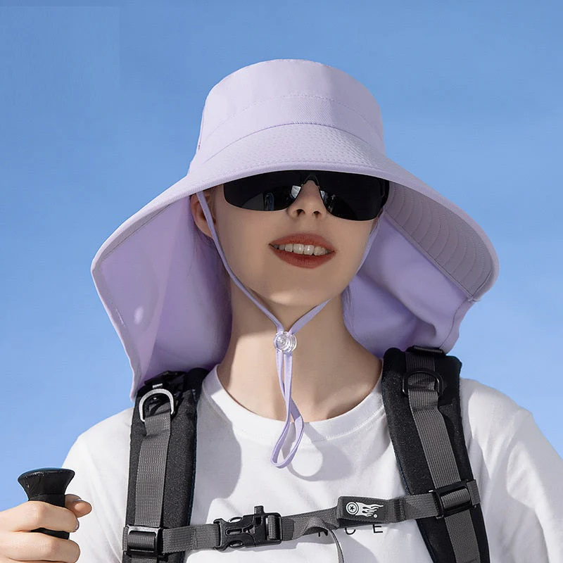 BEIGE Sun Hats Wide Brim Bucket Outdoor Fishing Hiking Cap UV Protection - Image 6