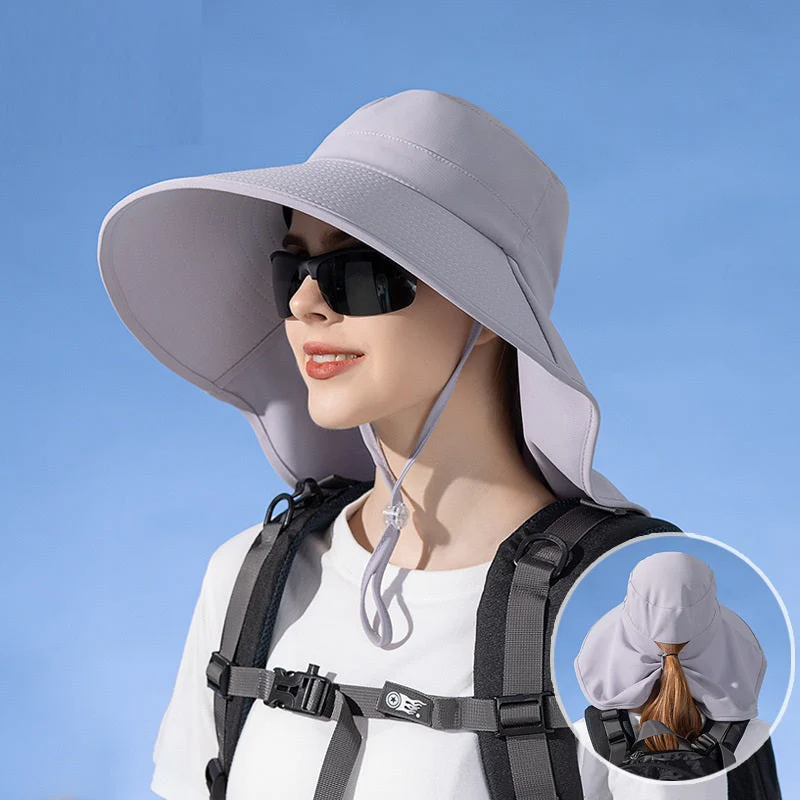 BEIGE Sun Hats Wide Brim Bucket Outdoor Fishing Hiking Cap UV Protection - Image 9