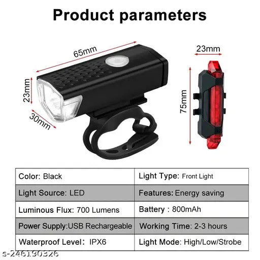 Bicycle Headlight and Taillight Set USB Rechargeable Mini Bike Front and Rear Light - Image 7