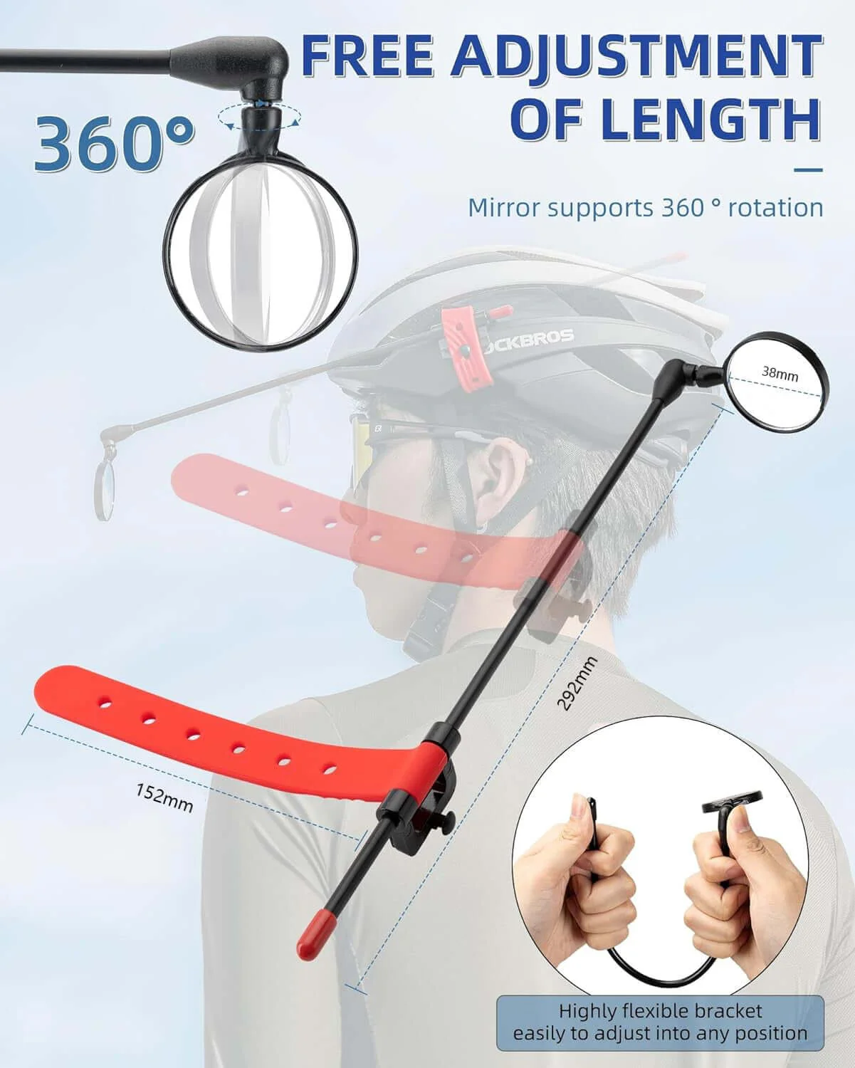 Bicycle Helmet Mount Rearview Mirror Detachable Lightweight - Image 4
