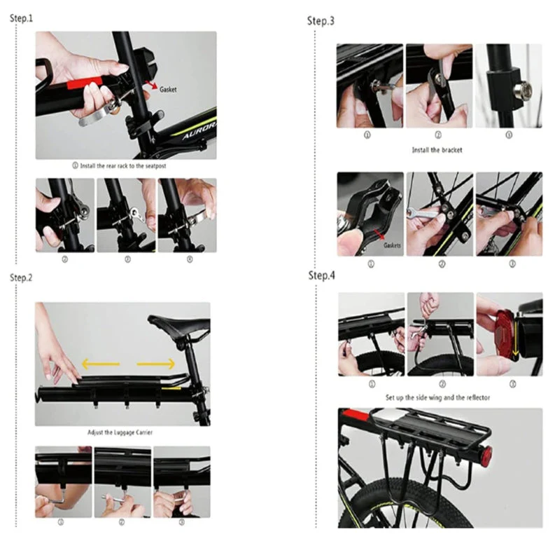 Bicycle Rear Bike Cargo Rack,110 Lbs Capacity Aluminum Alloy Bicycle Rear Rack - Image 8