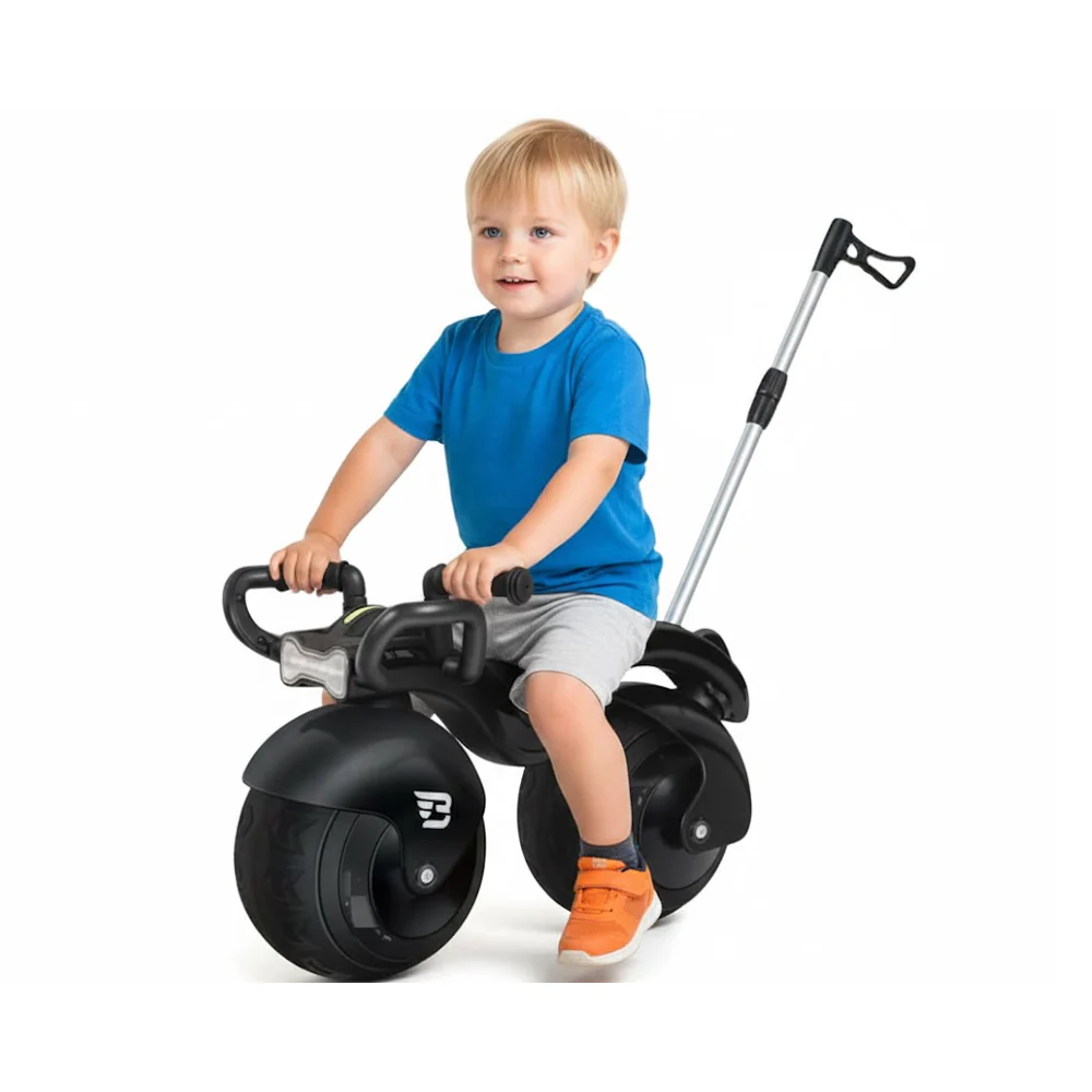 Ride-On Balance Bike with Music and Parent Push Bar