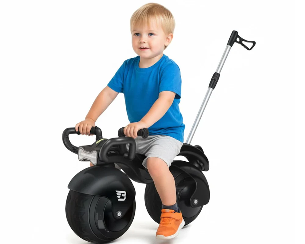 Ride-On Balance Bike with Music and Parent Push Bar - Image 8