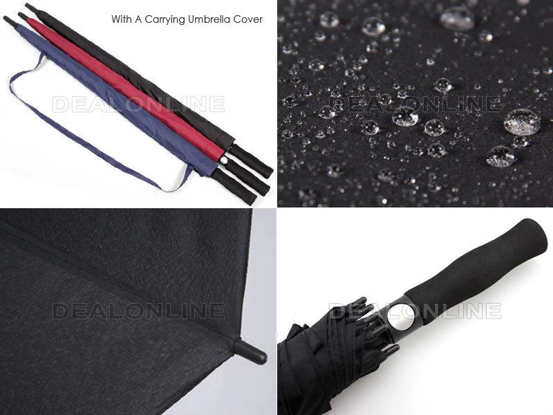 Black Double-Canopy Umbrella Windproof 150CM Large Auto-Open +Cover - Image 6