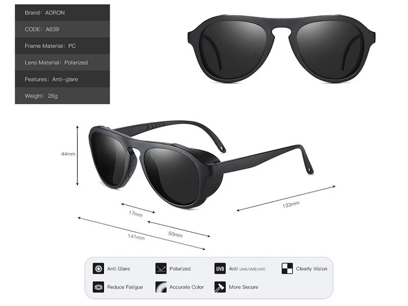 BLACK - HD Polarized Lens Sunglasses Anti-Blue Ray Hydrophobic - Image 6