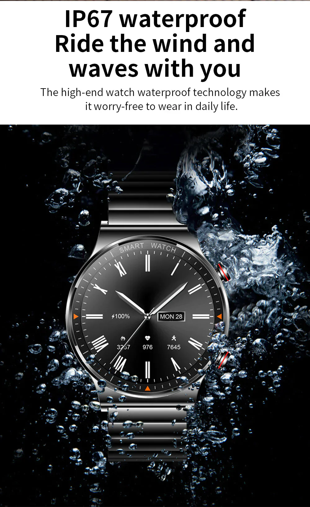Black Smart Watch Leather Strap-Christmas Gift - Image 10