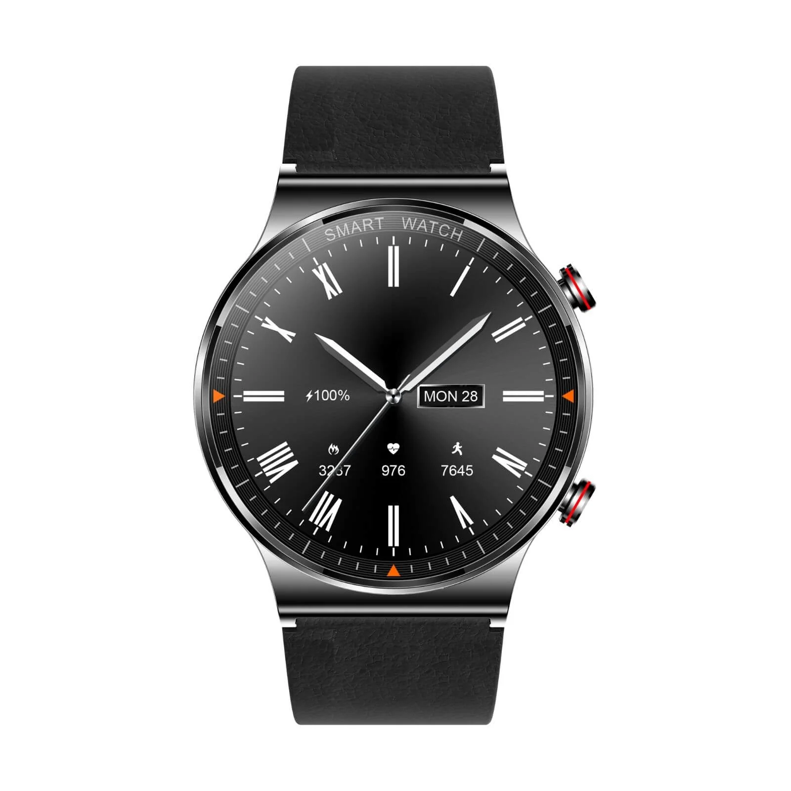 Black Smart Watch Leather Strap-Christmas Gift - Image 2