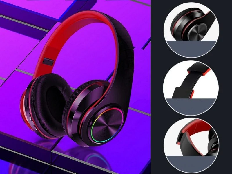 BLACK- Wireless bluetooth Headset Headphones Foldable Stereo Earphones LED Super - Image 4