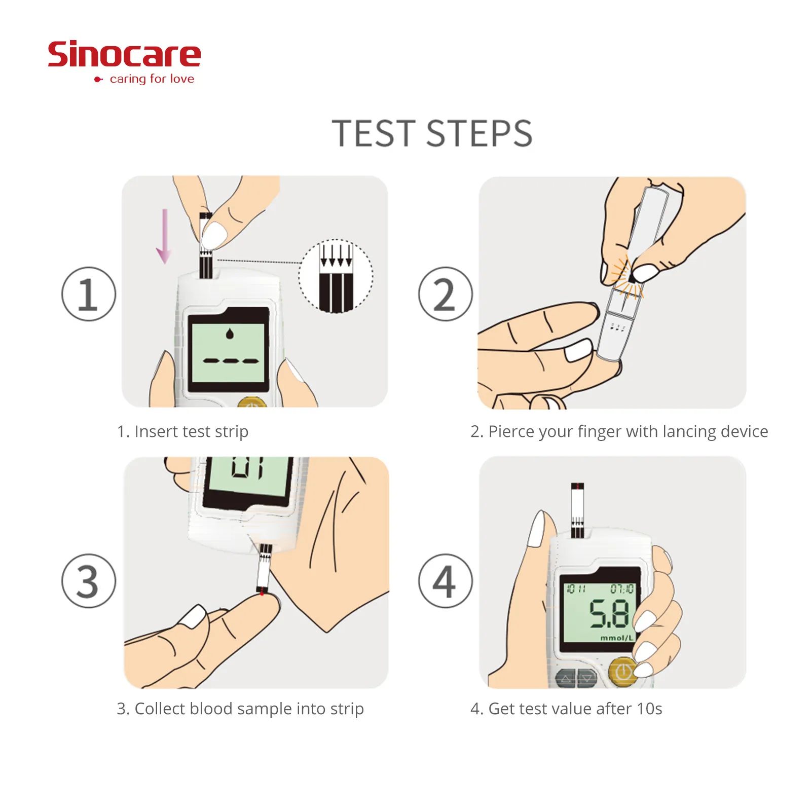 Sinocare GA-3 Blood Glucose Meter Blood Sugar Monitor - Image 13