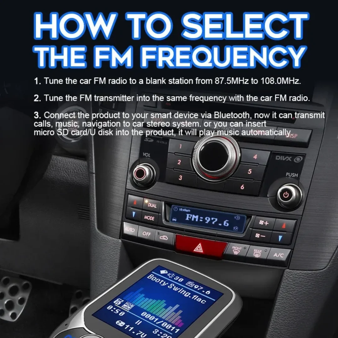 Bluetooth FM Transmitter, Car Radio Adapter - Image 3