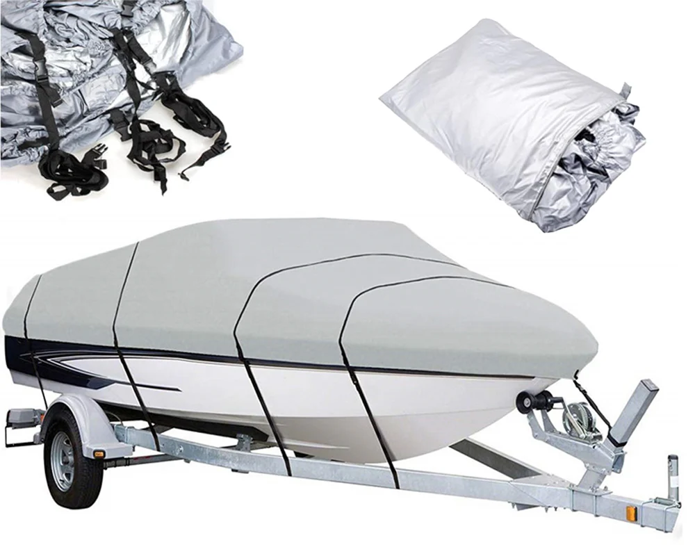 Boat Cover Heavy Duty – 600D Trailerable Boat Cover Silver 16–18ft V-Hull - Image 2