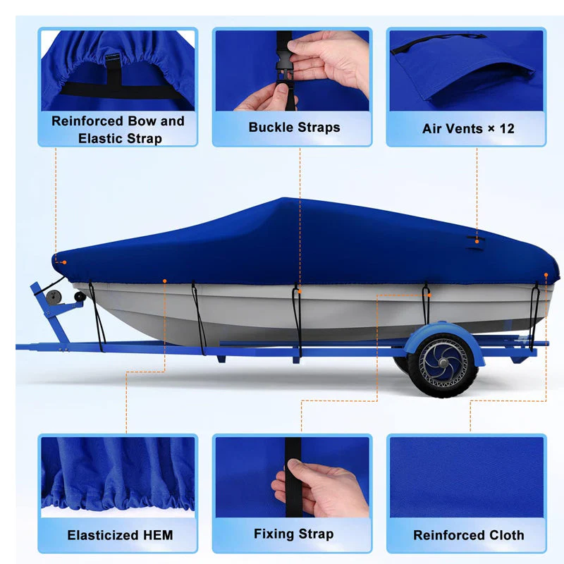 Boat Cover Heavy Duty – 210D Blue Trailerable Boat Cover for 17–19ft V-Hull - Image 5