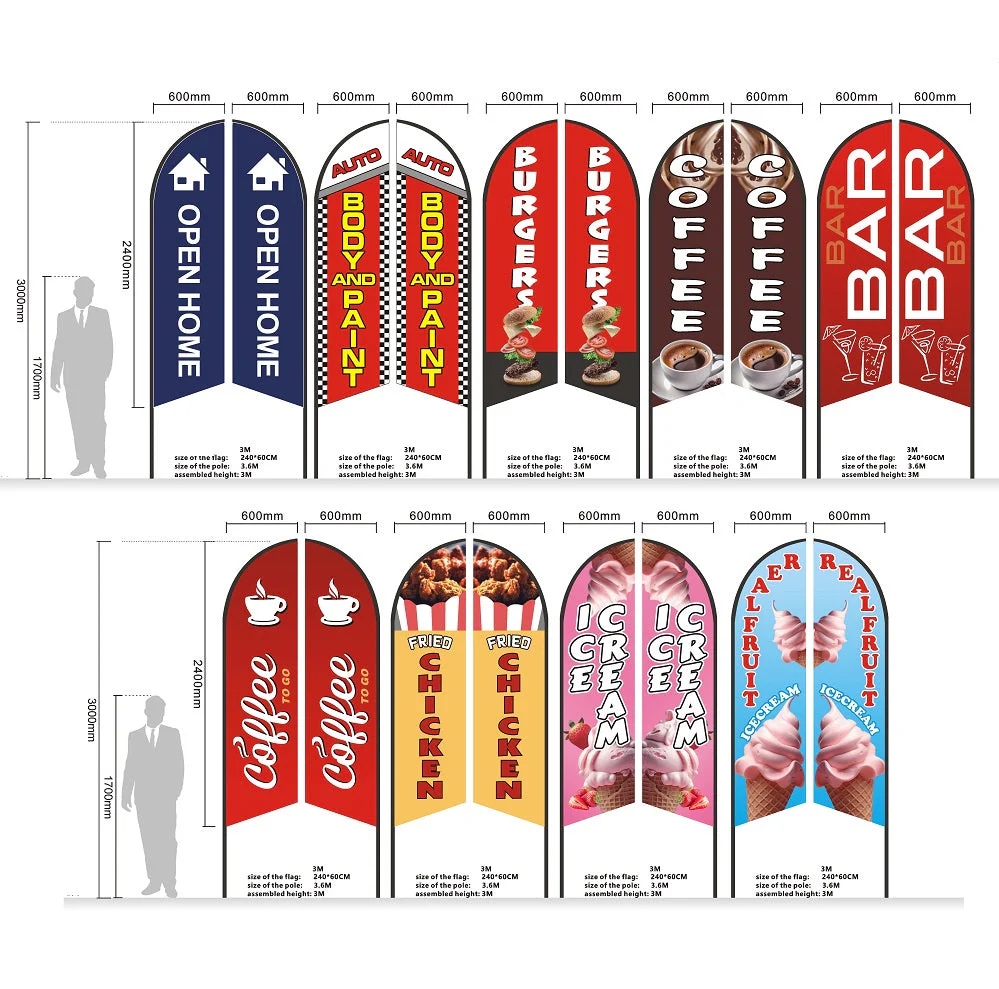 BODY & PAINT Pre-print Double Sided Feather Banner Flag Business Commersial - Image 2