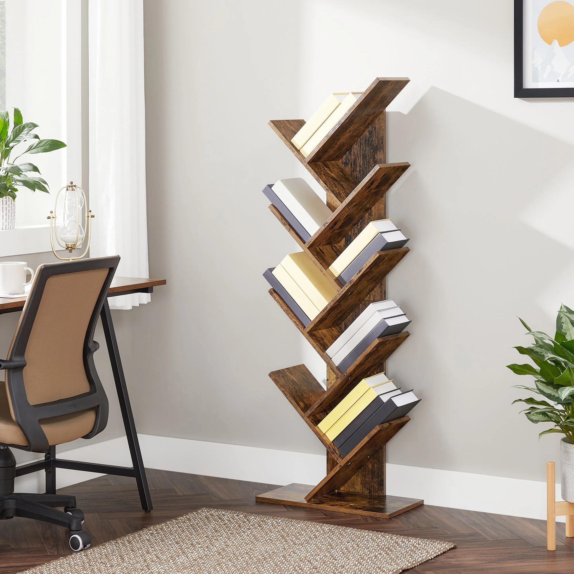 Bookshelves Display Unit Tree-Shaped - Brown - Image 3