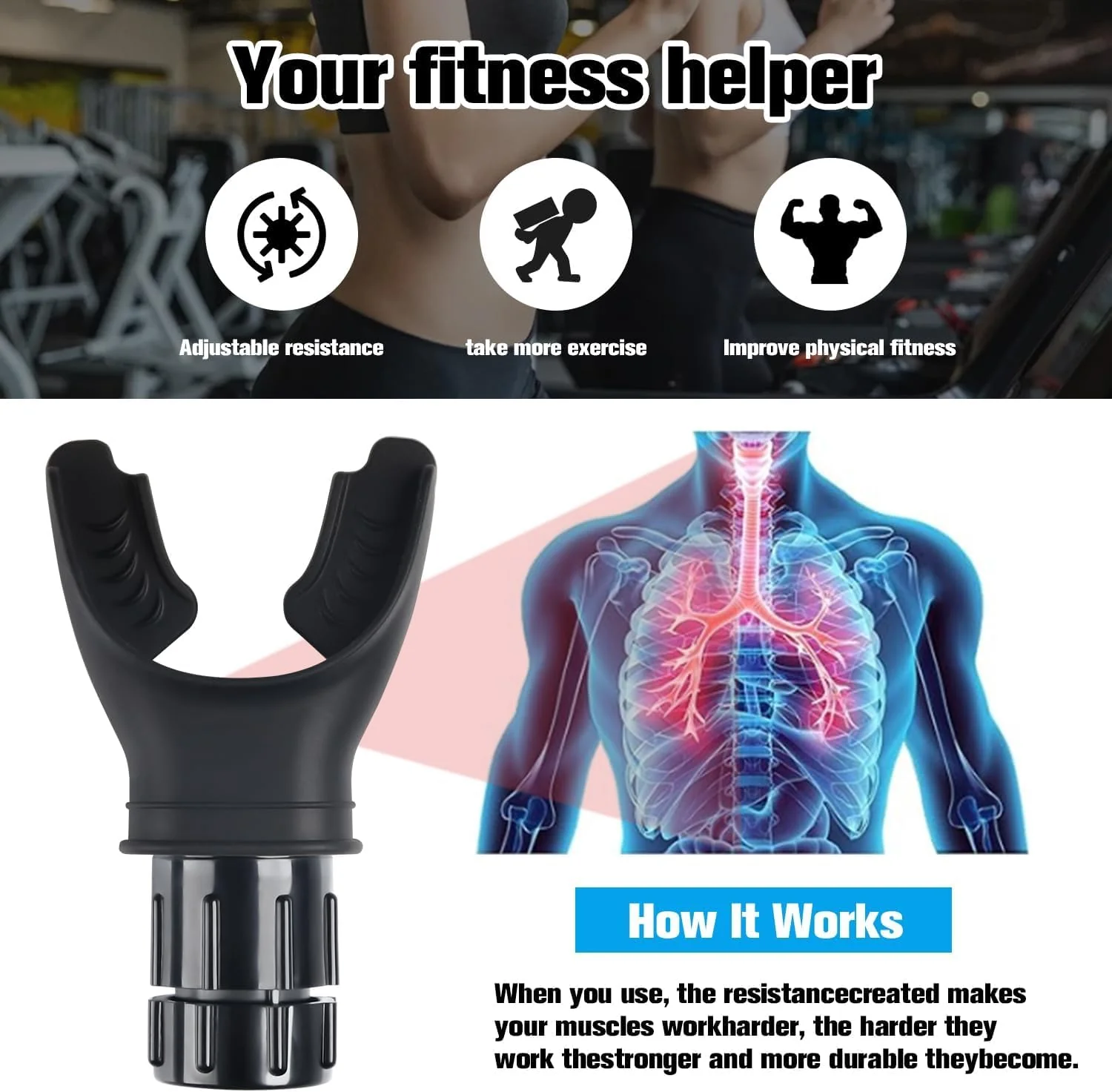 Breathing Trainer Breath Booster Strength Lung Fitness Exerciser Device Silicone - Image 6