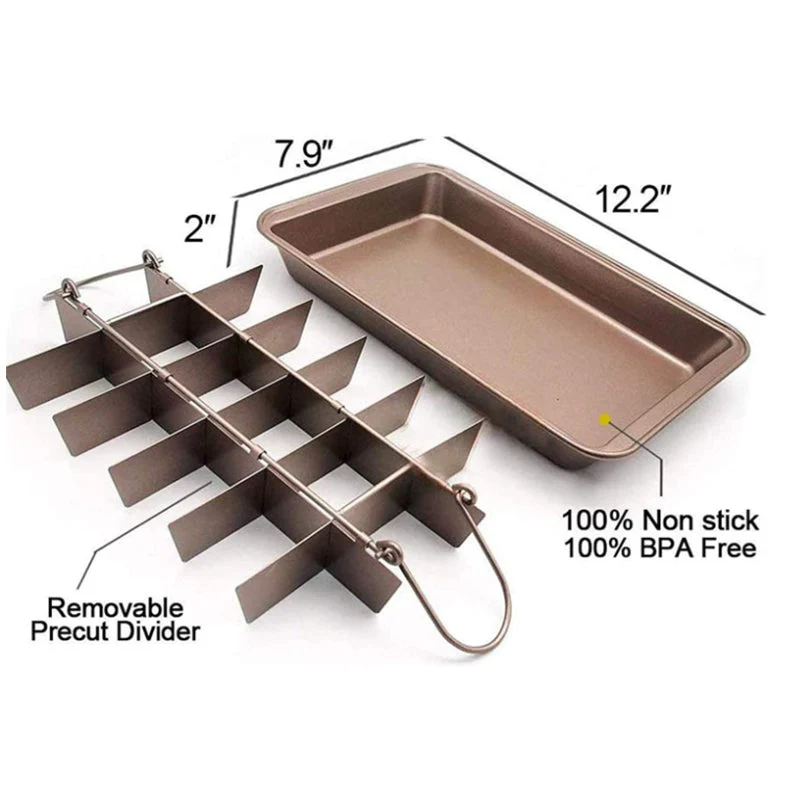 Brownie Pan Non-Stick Brownie Baking Pan with Dividers Brownie Cutter - Image 2